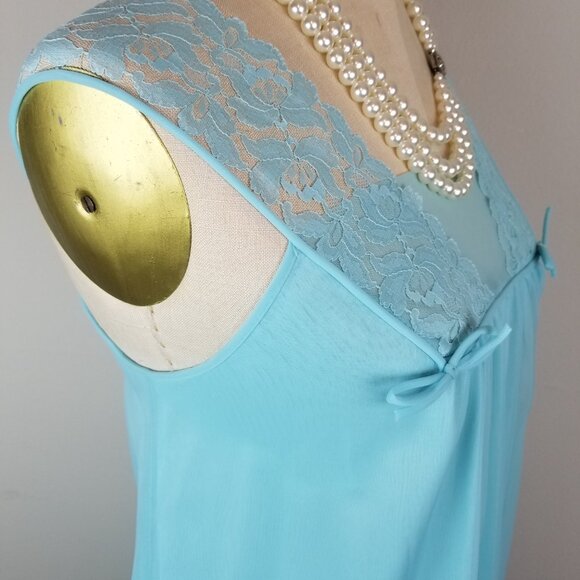 Vintage 1950's Beautiful Blue Peignoir Set Size Small Henson Kickernick - Picture 15 of 16